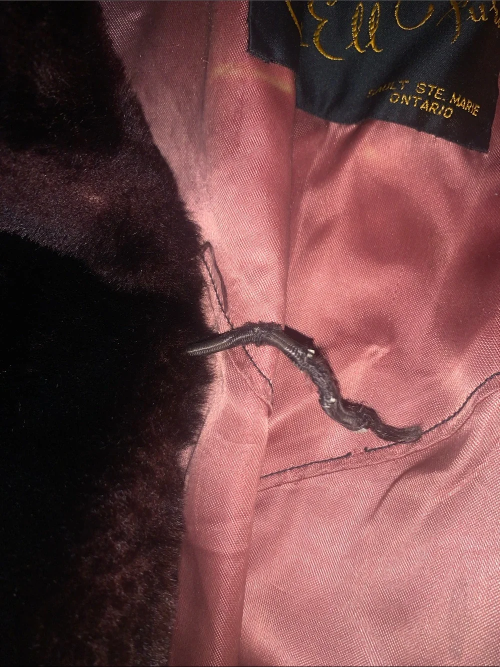 Vintage Com-Ell Furs Genuine Fur Coat (Likely Mouton/Sheared Lamb) Dark Brown - Picture 6 of 7